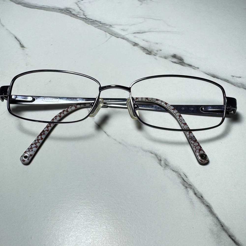 Coach Wendy 129 Gunmetal Rectangular Eyeglass Frames Signature C 51-16-135